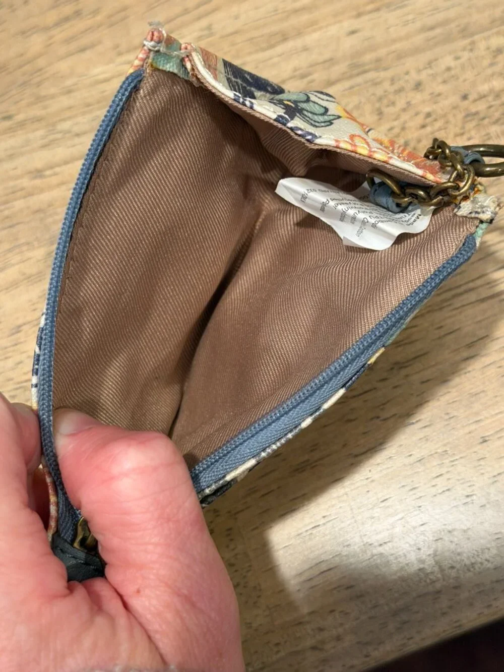 Sakroots Floral Key & Card Holder Wallet Cream Blue